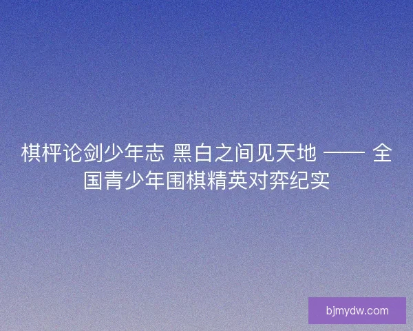 棋枰论剑少年志 黑白之间见天地 —— 全国青少年围棋精英对弈纪实