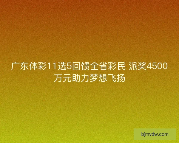 广东体彩11选5回馈全省彩民 派奖4500万元助力梦想飞扬