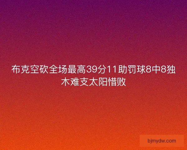 布克空砍全场最高39分11助罚球8中8独木难支太阳惜败